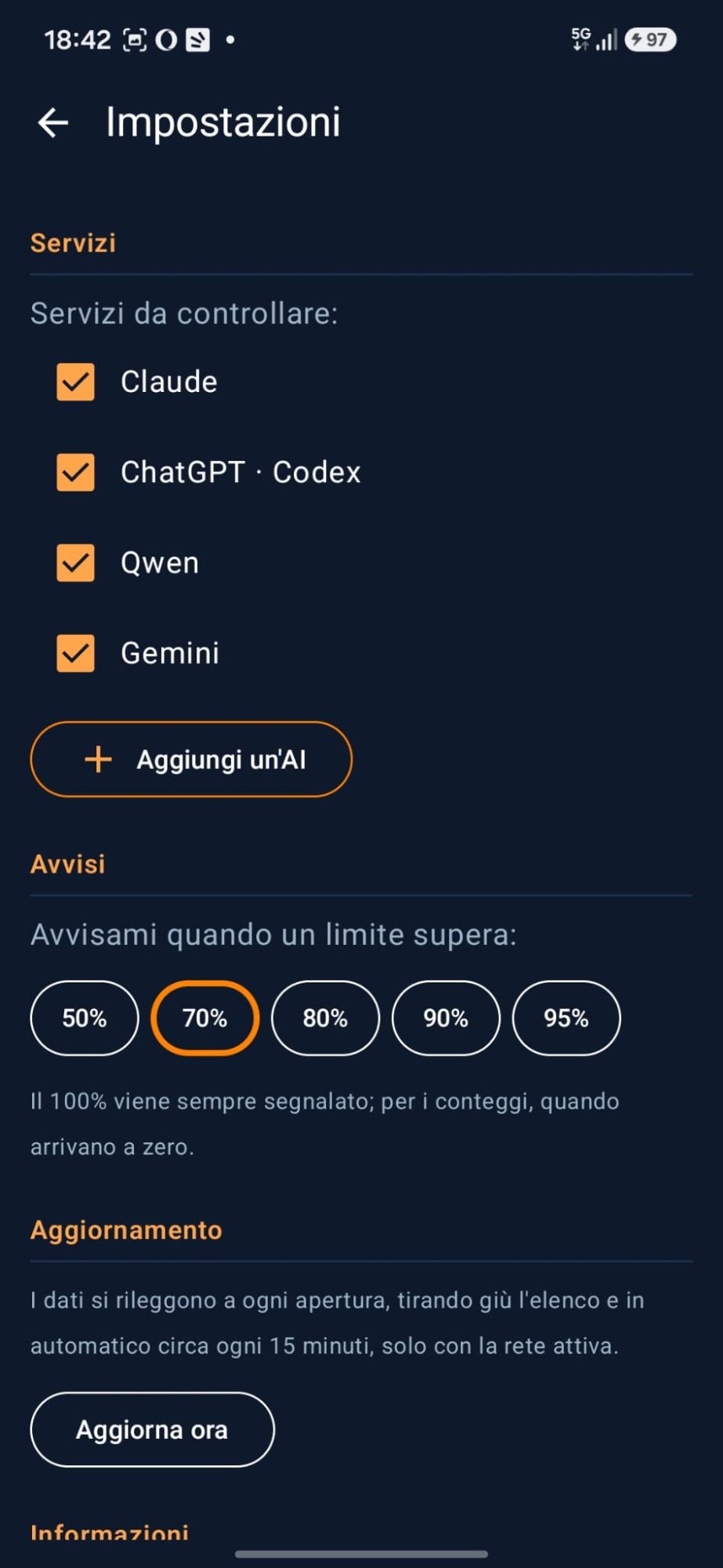 Schermata di AI Monitor